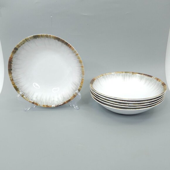 Tommy Bahama Melamine Soup Salad Bowls Oyster Shell Pearl Pattern White Brn Gray - Picture 5 of 12